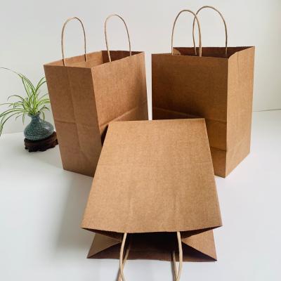 China 100% New Materials Disposible Full Materials Kraft Paper Recycled Paper Bags With Handle Shopping Bags Handle Kraft Paper Bags for sale