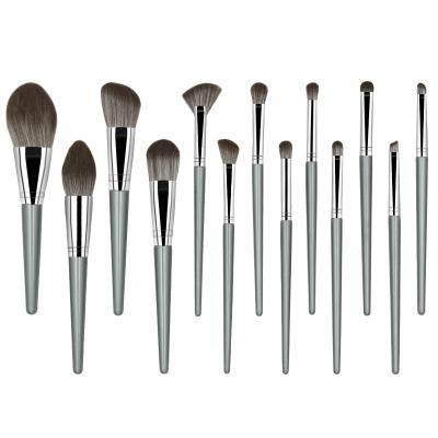 China Hot Fashion Amazon 14pcs Makeup Brushes Barreled Sets Lightweight Luxury Silver Makeup Brushes Portable Cosmetic Tools for sale