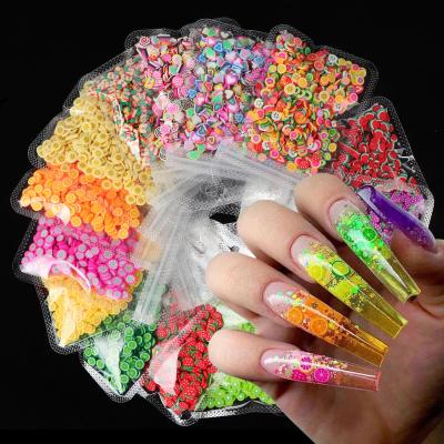 China Colorful Tiny Nails 3D Design Fruit Slices Glitter For Acrylic Polymer Clay Nail Art DIY Nails Design Beauty Accessories for sale