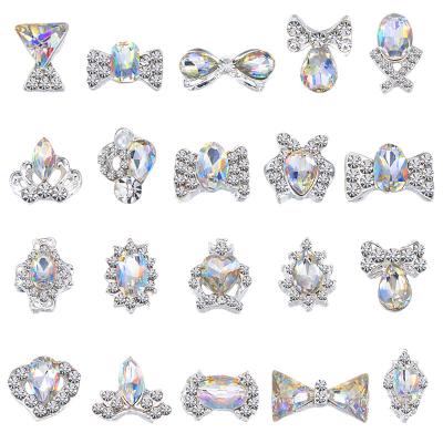 China Glue-on Rhinestone Alloy 3D Flatback Nail Decoration Charms AB Crystal Nail Art Decorations JC21-JC40 for sale