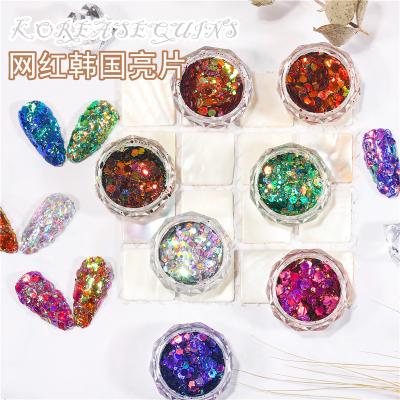 China 2021 New Luxury Korean PEPA Nail Sequins Ins Nail Decoration Slices Popular Laser Effect Nail Art Mix Color for sale