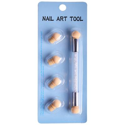 China Gradient Nail Art Sponge Brush Painting Nail Shading Double Main Acrylic Nail Art Sponge Brush Manicure Tool 4 Pen Sponge Nail Brush for sale