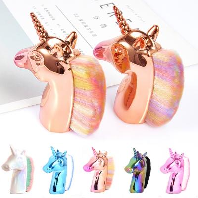 China Unicorn Rainbow Horse Design Nail Brush Soft Nail Dust Cleaning Tools UV Gel Powder Glitter Removal Manicure Tools for sale