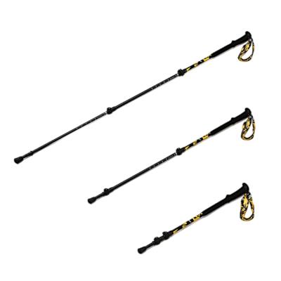 China Durable 6061 Custom 3 Section Telescopic Folding Aluminum Walking Sticks Hiking Trekking Pole for sale