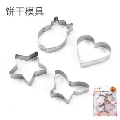 China Newest 6pcs/Set Viable Wholesale Stainless Steel Biscuit Mold Kid Diy Cookie Mold 3d Household Christmas Cartoon Start Cookie Cutter for sale