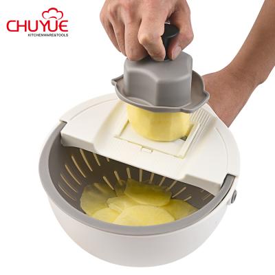 China Viable Hot Selling Amazon Kitchen Manual Cleaver Slicer Vegetable Cutter Fruit Vegetable Drain Basket Fruit and Vegetable Tools for sale