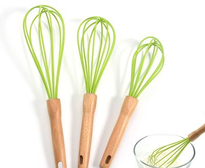 China Best Seller Disposable Kitchen Tools Non Stick Silicone Egg Beater With Wooden Handle From China Supplier for sale