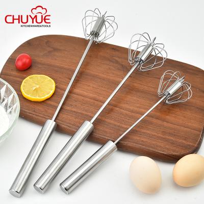 China 3PCS/SET Food Grade Stainless Steel Viable Beater Tools Beat Semi-automatic Hand Push Egg Beater Rotary Beater for sale