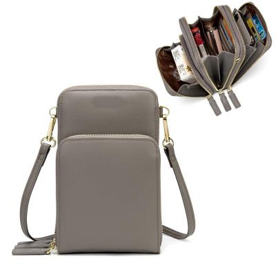 China Other Small Leather Cross - Body Travel Cell Phone Shoulder Bag Women, Smartphone Wallet Purse with Removable Strap for sale