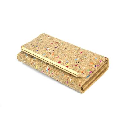 China Custom Women's RFID Trend Cork RFID Vegan Bifold Wallet Leather Ladies Long Cork Wallet Clutch For Lady for sale