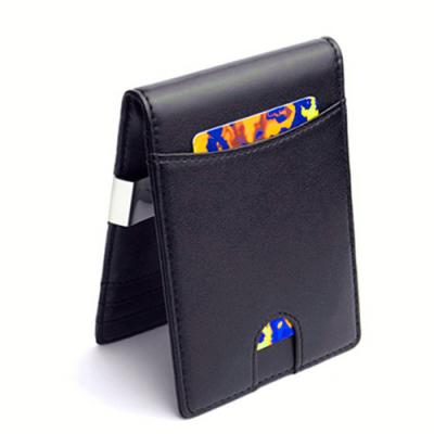 China Fashionable Hot Selling Amazon RFID Blocking Customized Slim Leather Men Money Clip Wallet for sale