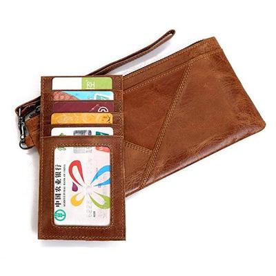 China New Release RFID Real Cell Phone Wallet Woman Leather Purse Luxury Ladies Hand Clutch RFID Genuine Leather Long Zipper Wallet for sale