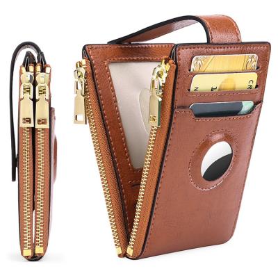 China Amazon Hot Sale Multiple Genuine Leather RFID Card Holder Wallet Custom Women RFID Blocking Ladies Card Holder Leather Wallet for sale