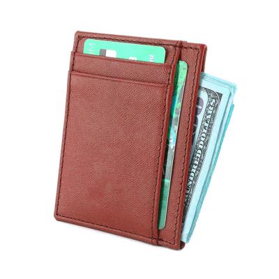 China RFID Blocking Protect Front Pocket Wallet Slim New Arrival Minimalist Men Genuine Leather Credit Card Holder Leather for sale