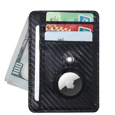 China RFID Blocking Protects New Carbon Fiber Men Women PU Leather AirTag Wallet Airtag Holder Slim Minimalist Smart Apple Card Holder rfid for sale