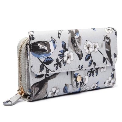 China Other Flower Bird Printed Customize Design Printed Luxury Zipper Women PU Wallet With Passport Holder And Card Slots for sale