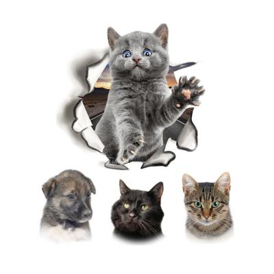 China Removable Waterproof+Eco-friendly Home Decoration PVC Cat Dog Pets Animal 3D Self Adhesive Wall Stickers for sale