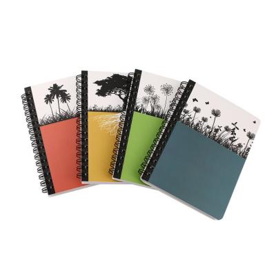 China Cheap custom printed spiral bound notebook paper eco-friendly plastic cover journal for sale