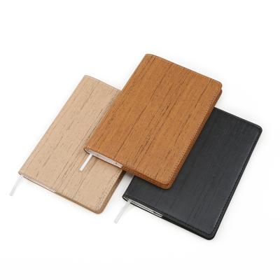 China Eco-friendly Paper Customized Luxury Wood Grain A5 PU Leather Cover Journal Notebook for sale