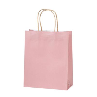 China China Kraft Paper Recyclable Custom Pink Printing Shopping Tote Bag With Logo for sale