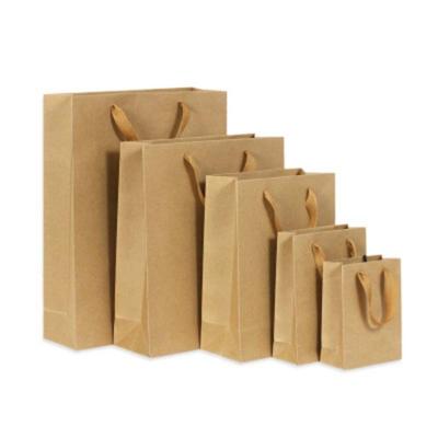 China China Manufacturer Recyclable Custom Logo Brown Craft Packaging Gift Recycle Bag Kraft Paper Shopping Bags With Handles for sale