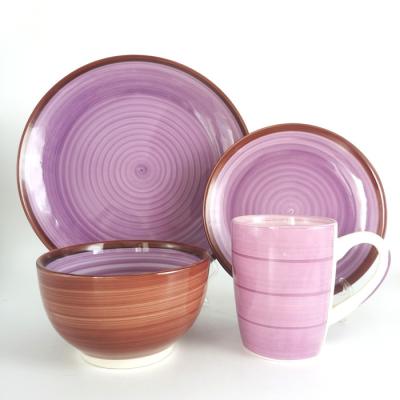 China Elengent Disposable Dinner Set Purple Home Used 16pcs Ceramic Melamine AB Grade Tableware juego de vajillas for sale