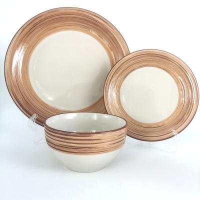 China 2022 New High Quality Rustic Dinner Set 12pcs Disposable Design Glazed Dinnerware Ceramic Porcelain Dishes Set for sale