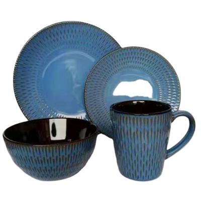 China New Sale 16pcs Luxury Porcelain Kitchenware Disposable Glazed Ceramic Dinnerware Dinnerware Sets for sale