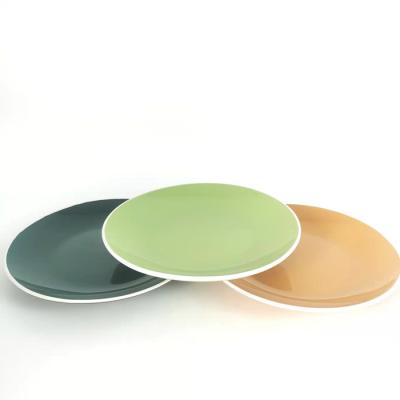 China Low Moq Disposable 10.5 Inch Dinner Dish Nordic Colorful Porcelain Two Tone Glazed Ceramic Dishes for sale