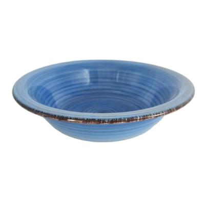 China Disposable Porcelain Dinnerware Blue Reactive Glazed Dish Set 8.25 Inch Handmade Cheap Ceramic Dish Bowl for sale