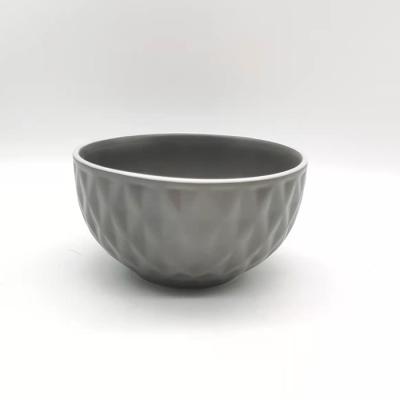 China Factory direct sale new model disposable ceramic serving bowl 5.5 inch around glazed relief ceramic soup bowl for sale