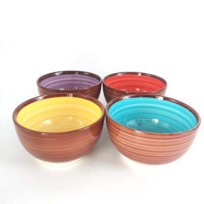 China 2022 New Design Colorful Clay Disposable 5.5 Inch Porcelain Bowl Soup Noodle Rice Ceramic Glazed Cereal Bowl for sale