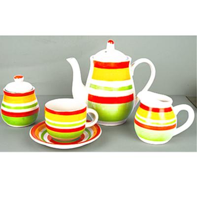 China ECO Sustainable Drinkware Ceramic Teapots Set Stoneware Tea Set Ceramic Tableware for sale