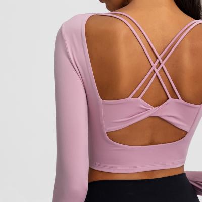 China QUICK DRY women long sleeve top wholesale women fitness shirt sports workout crop girls active wear for sale