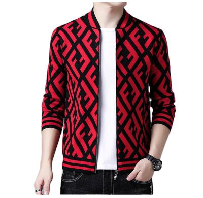 China Anti-Wrinkle Autumn New Arrival Crew Neck Long Sleeve Letter Zipper Knitted Men Jacket Cardigan Sweater for sale