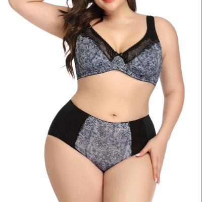 China 2021 Breathable Ladies Plus Size Panties Seamless Briefs Sets Lace Lift Se Women's Bra Cup Bra Big Set Adjustable Fat Woman Girl Embroidery for sale