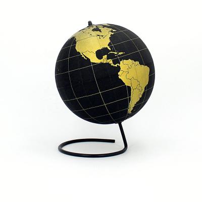 China New Design Cork Globe Black Gold Color Cork Globe World Globe 25*25*33cm for sale