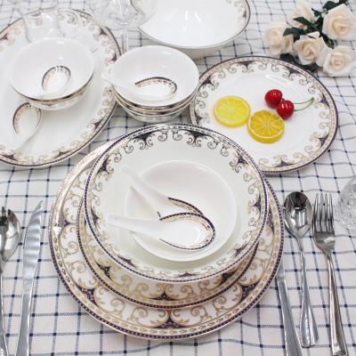 China Longchang Tangshan Viable Porcelain Bone China Wholesale Elegant Ceramic Dinner Set for sale