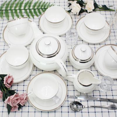 China Longchang Tangshan Viable Porcelain Bone China Tea or Coffee Set Luxury Ceramic High Quality Dinner Set for sale