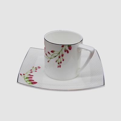 China Viable Wholesale Bone China Ceramic Tea Cups Sets Classic Coffee Cup and Saucer Set for sale