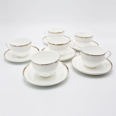 China Sustainable high quality vintage bone china tea cup and saucer set ceramic coffee cups set for 6 people for sale