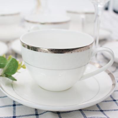 China Manufacturer 12 Pcs Viable Bone China Fine Bone China Factory Dinner Cup And Saucer Set Ceramic Coffee Tea Set for sale