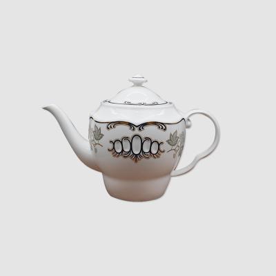 China Viable High Quality Royal Flower Decal Printing Porcelain Bone China Ceramic Coffee Pot Teapot for sale