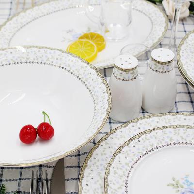 China Porcelain Bone China Elegant Transfer Dishes Set Dinnerware Luxury Bone China Fine Dinnerware Set for sale