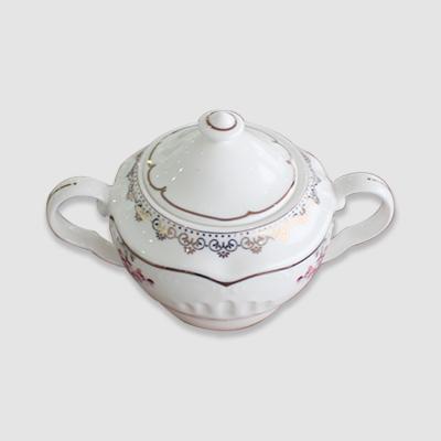 China China Original Factory Price Viable Ceramic Bone China Sugar Pot with Lid and Two Ears for sale