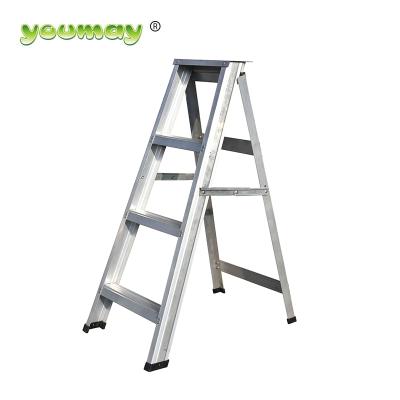 China Folding Ladders Double Sided Aluminum Part Folding 4 Step Regular Step Ladder for sale