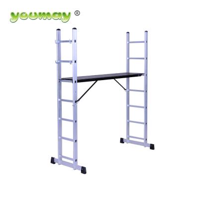 China Aluminum Mobile Folding Ladders EN131 Beam Scaffolding Ladder With 160x40x194.5 Open Size for sale