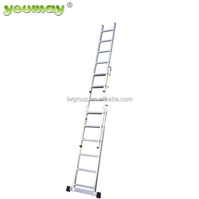 China Folding Ladders EN131 AC0306A 3 Section Aluminum Combination Step Fiberglass Hanging Extension Ladder for sale