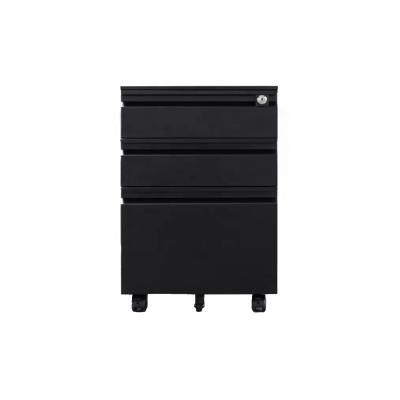 China Three Drawer Solid Metal Cabinet Movable Desk With Wheel Folder Small Data Cabinet Storage Dwarf Cabinet Manufacturer Wholesale for sale