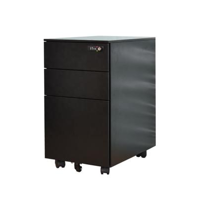 China Morden Roll Cabinet Small Movable Office Three Drawer Cold Steel File Cabinet With Lock Table Side Movable Cabinet for sale